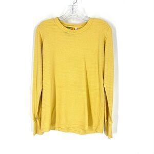 Big Bud Press Womens Yellow Thermal Long Sleeve Top Made In Los Angeles Size XXS
